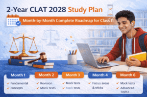 2 Year CLAT 2028 Study Plan - Month-by-Month Complete Roadmap for Class 11